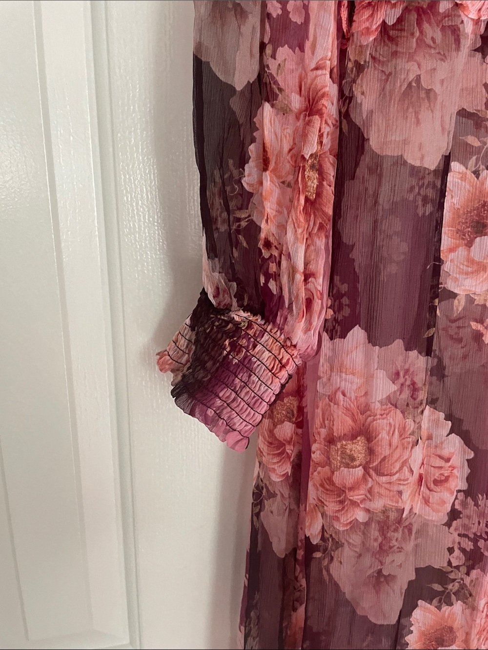 Johnny Was Sheer Floral Maxi Dress, 100% Silk - Picture 8 of 10